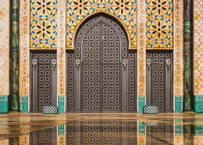Big gate of Hassan II mosque in Casablanca, Morocco