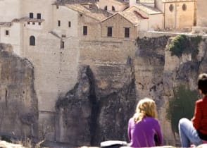 Town on cliff rocks in Cuenca, Spain 