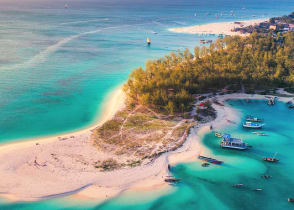 Aerial view of  a beach in Zanzibar, Tanzania