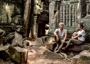 Couple at the Angkor Wat Temple Complex in Cambodia