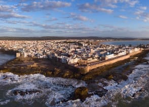 Aerial panorama of Essaouira city in Morocco