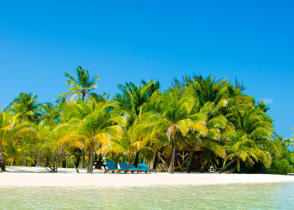 Paradise Beach on beautiful island South Water Caye, Belize.