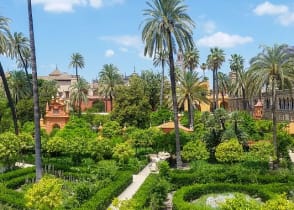 Gardens at the Royal Alcazar in Seville, Spain