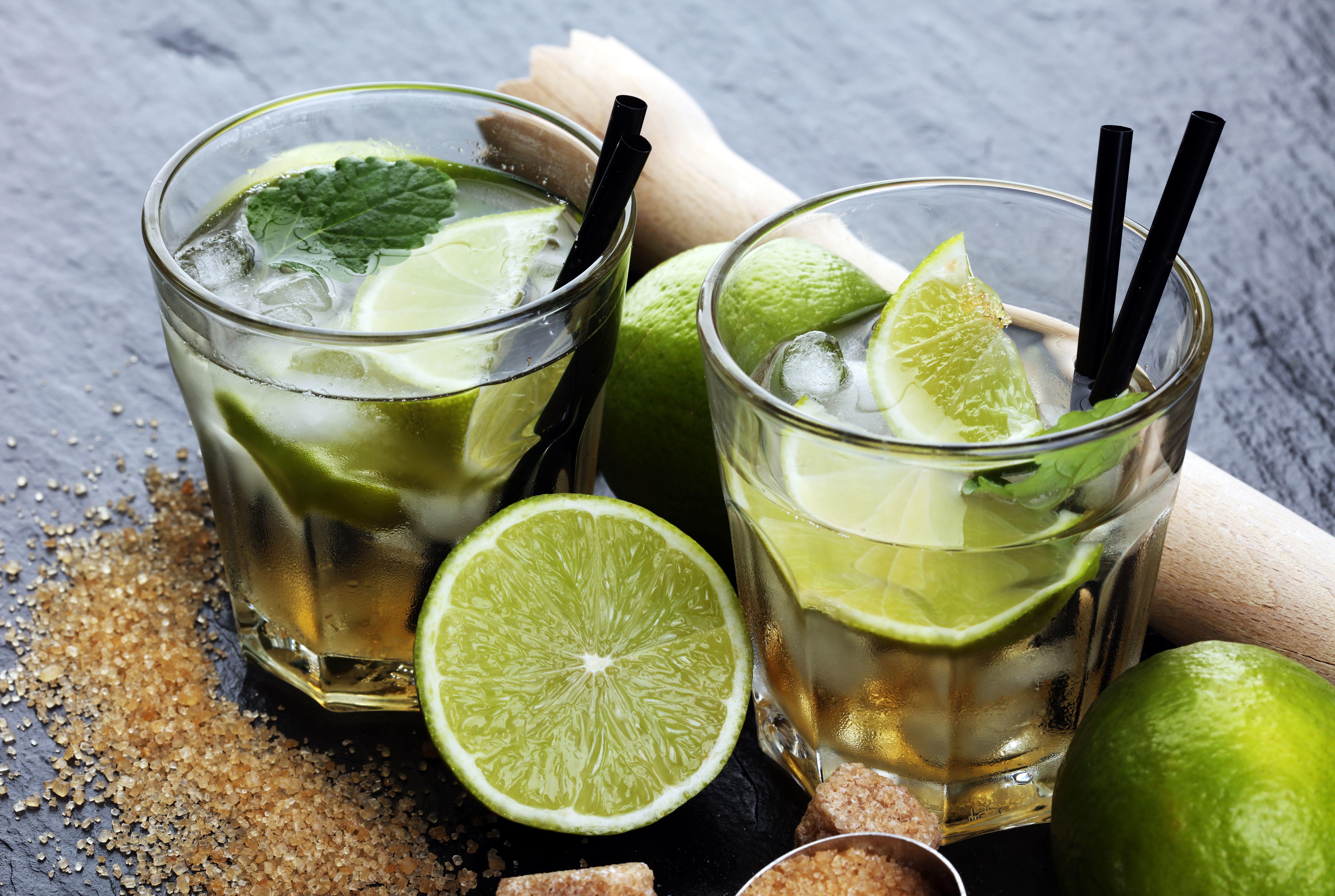 Fresh Caipirinha cocktail served at a restaurant in Brazil