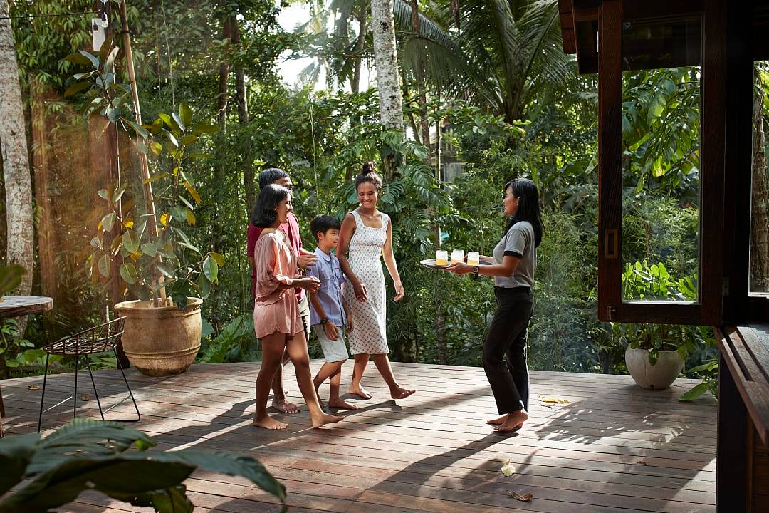 Family at a resort in Bali