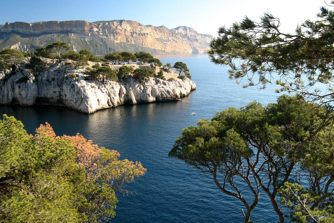 Coastal view from the hiking trail in Calanques National Park in Marseilles, France