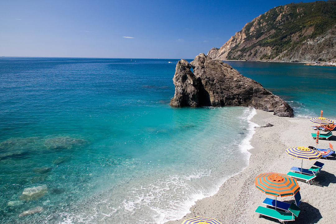 Beach in Monterosso, Cinque Terre, Italy.