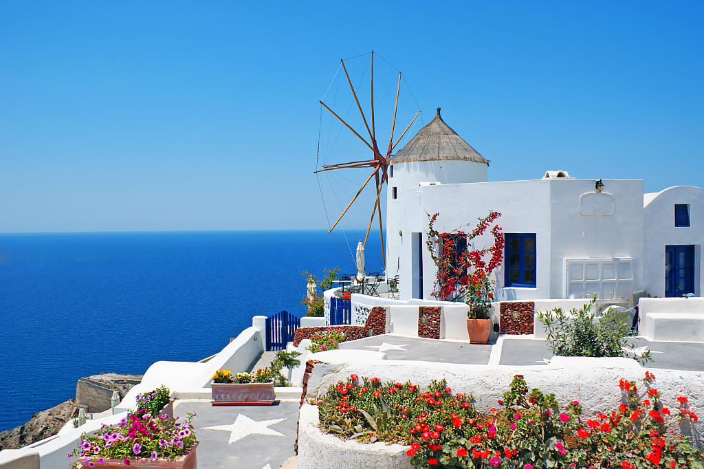 Snow white city of Santorini, Greece