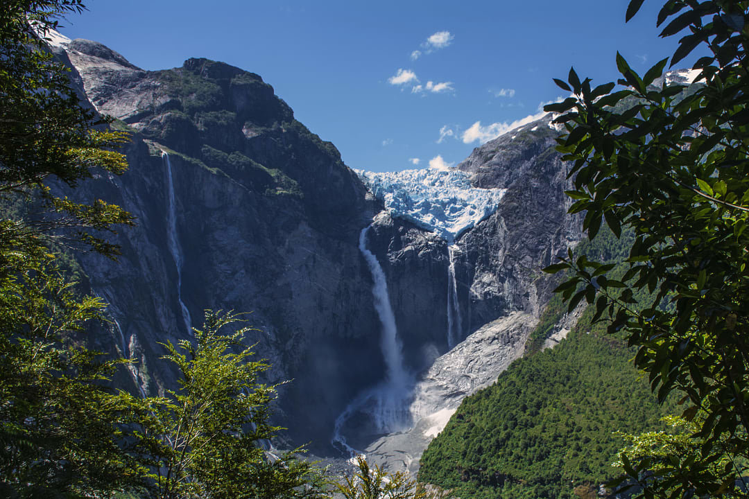 Hanging Glacier Falls in Queulat National Park, Chile
