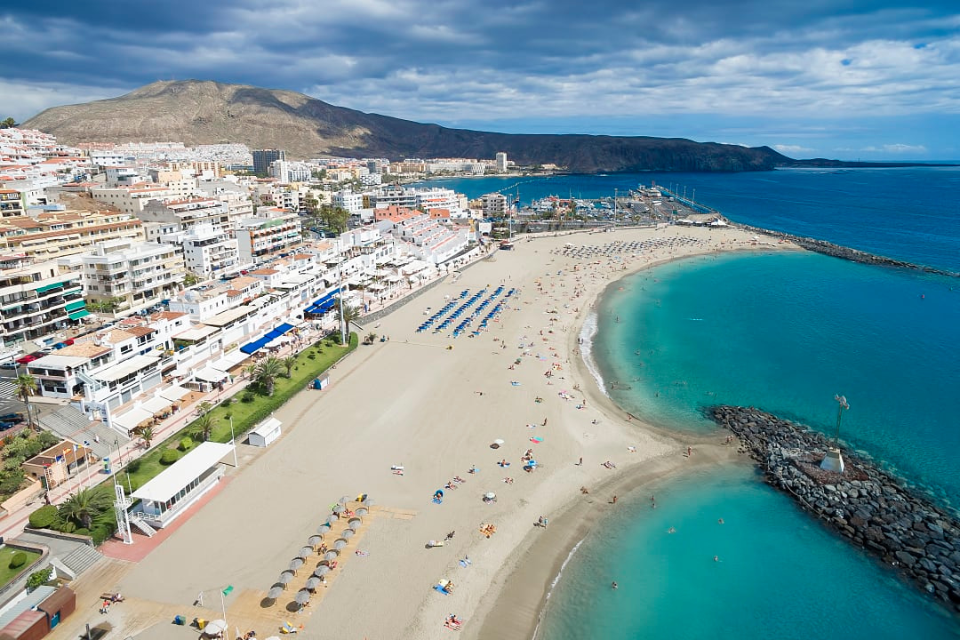 Los Cristianos Beach in Tenerife in the Canary Islands, Spain