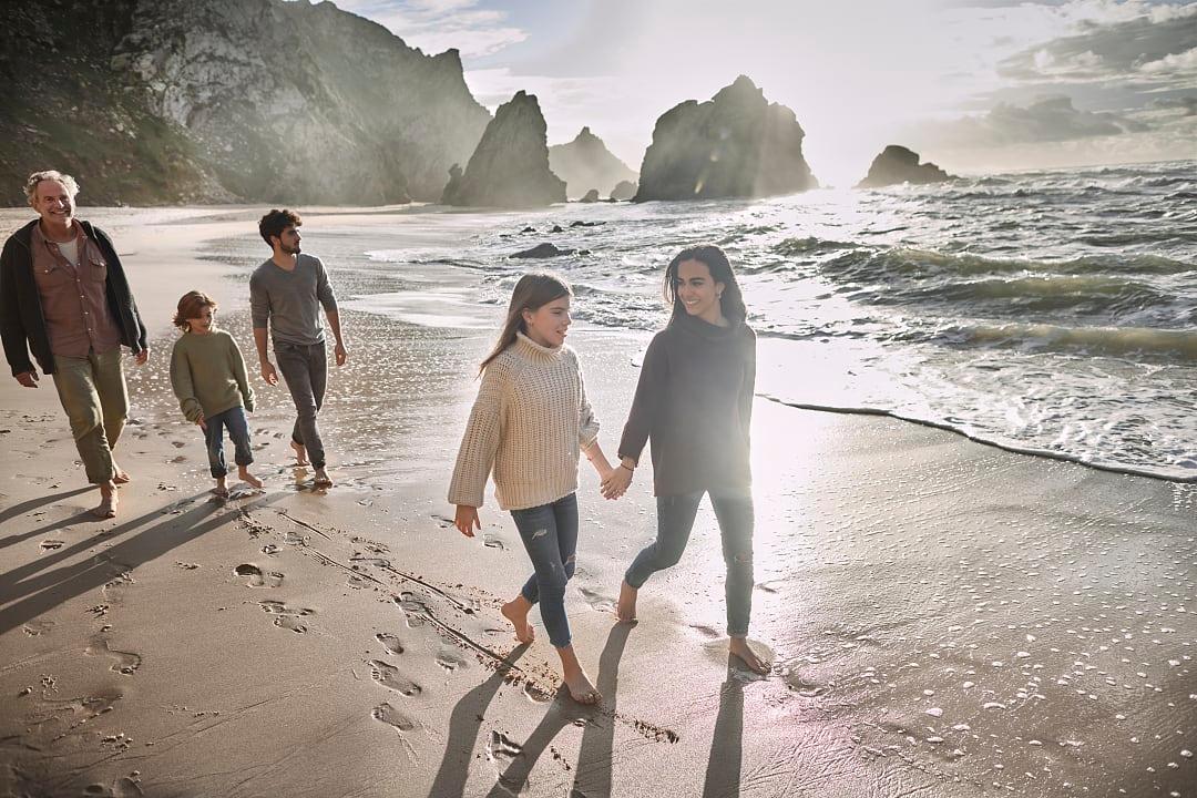 Family on a beach in Portugal