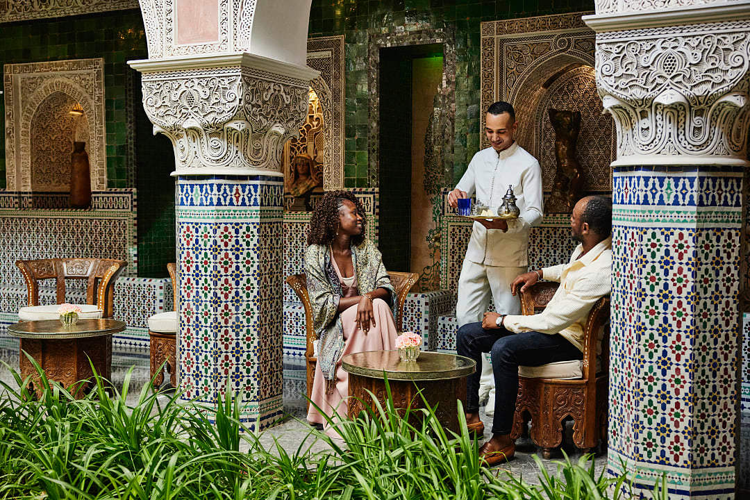 Couple at a riad in Marrakech, Morocco 