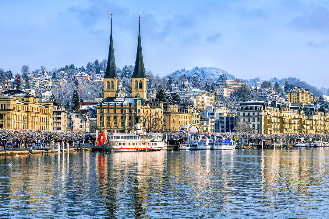 Lake and Lucerne city in Switzerland
