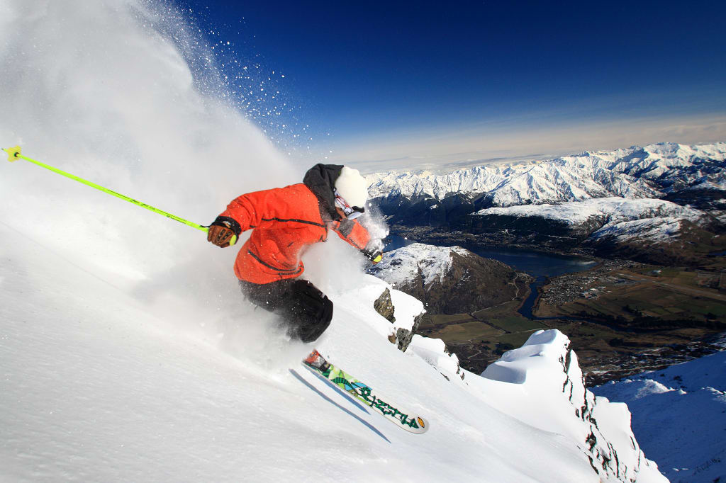 Skiing at The Remarkables Ski Resort, overlooking Queenstown, New Zealand. Photo courtesy Destination Queenstown