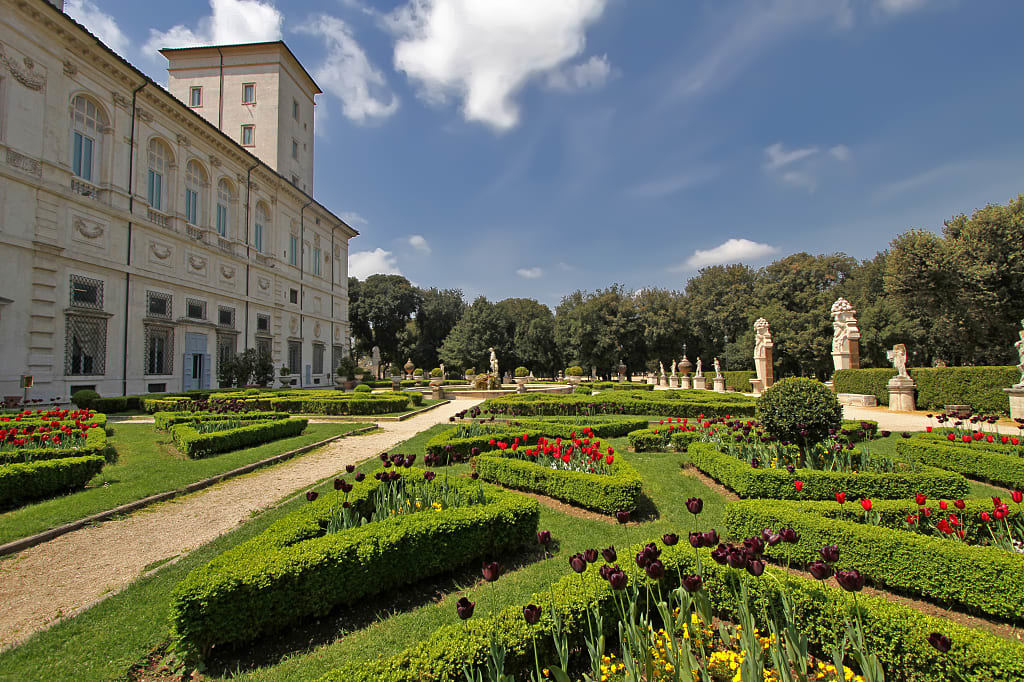 Gardens at Borghese Villa in Rome, Italy