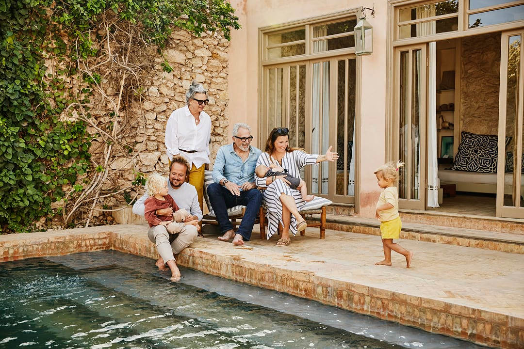 Family at luxury resort.