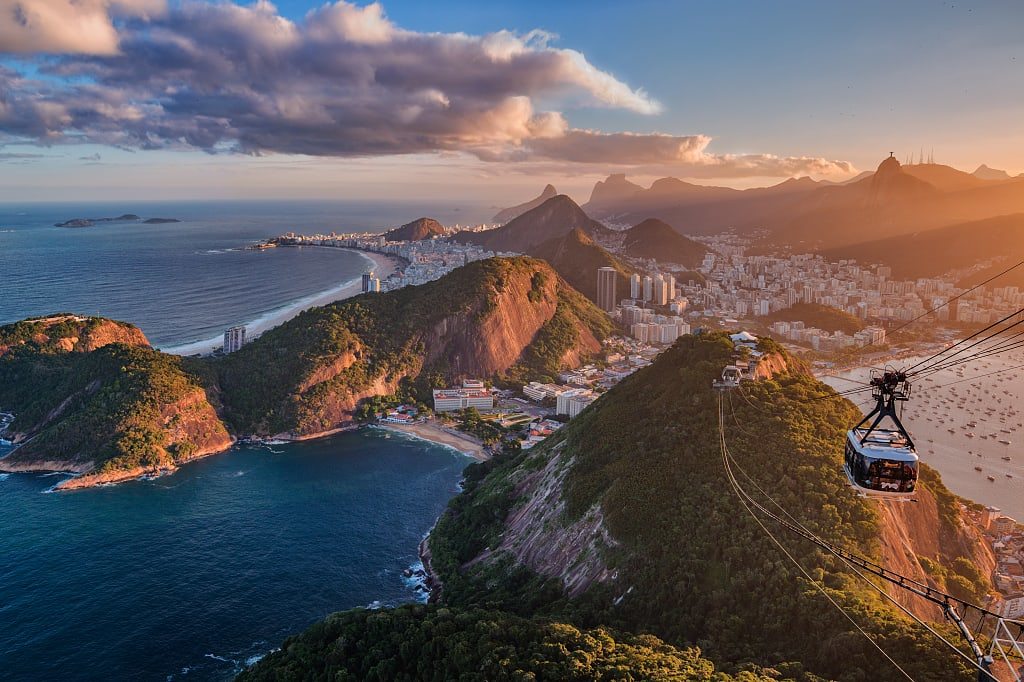 Sunset over Rio de Janeiro, seen from the Sugar Loaf in Brazil
