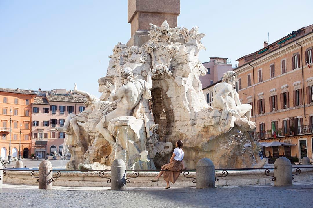 Bernini Fountain in Piazza Navona, Rome, Italy.