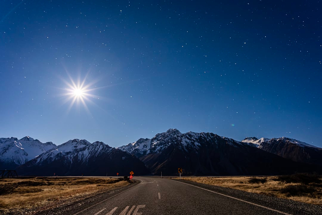 A road in the Aoraki Dark Shy Reserve, New Zealand.