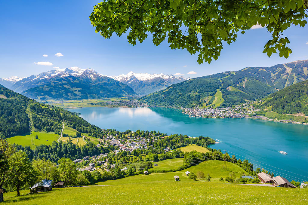 Town of Zell am See on Lake Zell, south of Salzburg in Austria