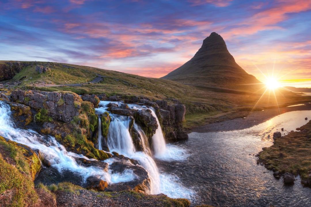 Kirkjufellsfoss and Kirkjufell in Iceland