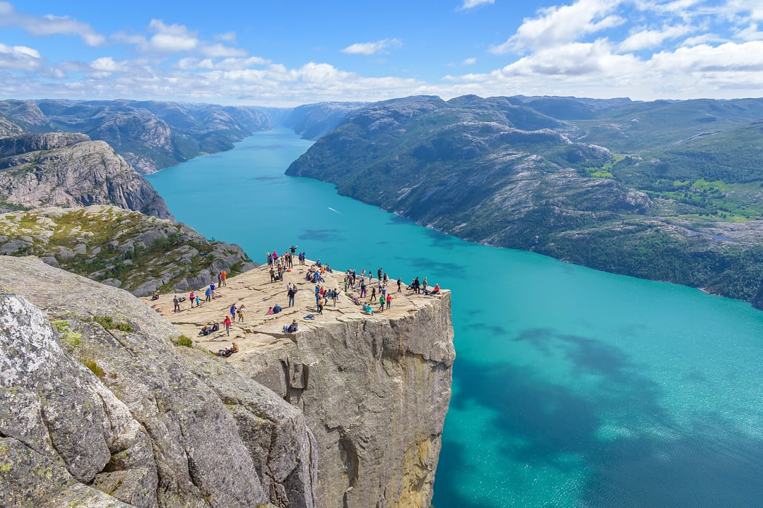 Aerial view of the Pulpit Rock in Norway