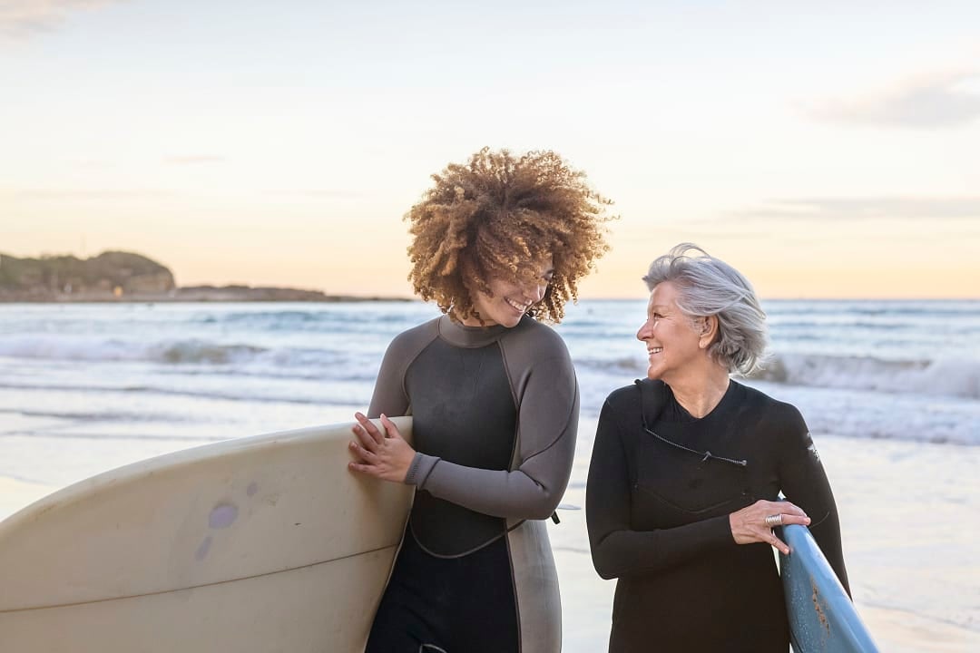 A surf lesson on a beach in Australia.