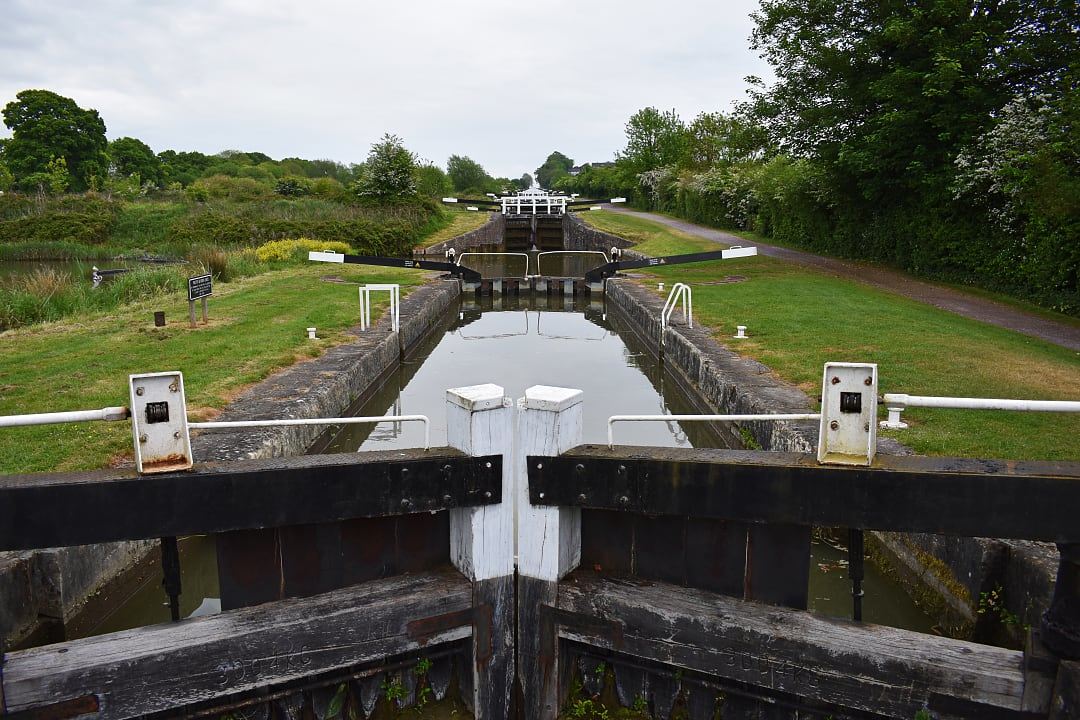 Flight of locks, Caen Hill Locks, England.