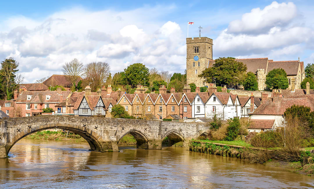 Aylesford village with medieval bridge in Kent, England