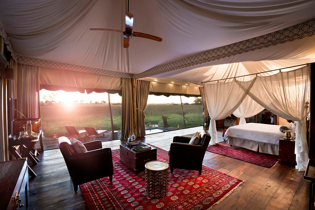 Duba Plains Suite guest tent in Okavango Delta, Botswana