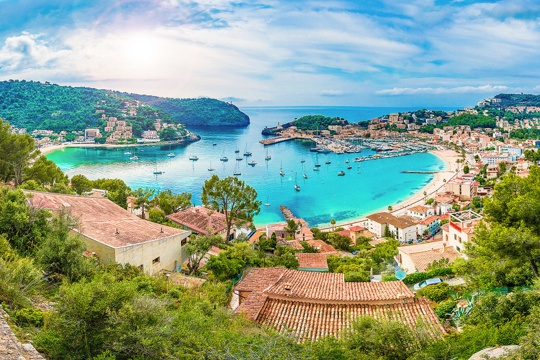Panoramic view of Porte de Sóller, Palma Mallorca, Spain