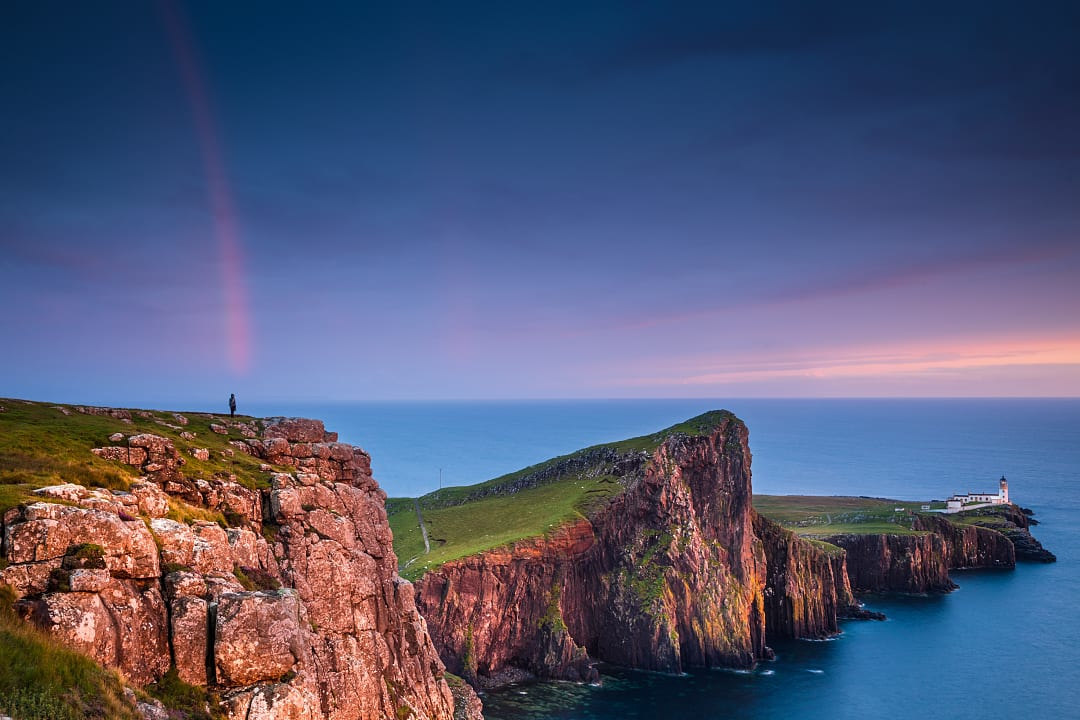 Neist Point Lighthouse on Isle of Skye in the Scottish Highlands