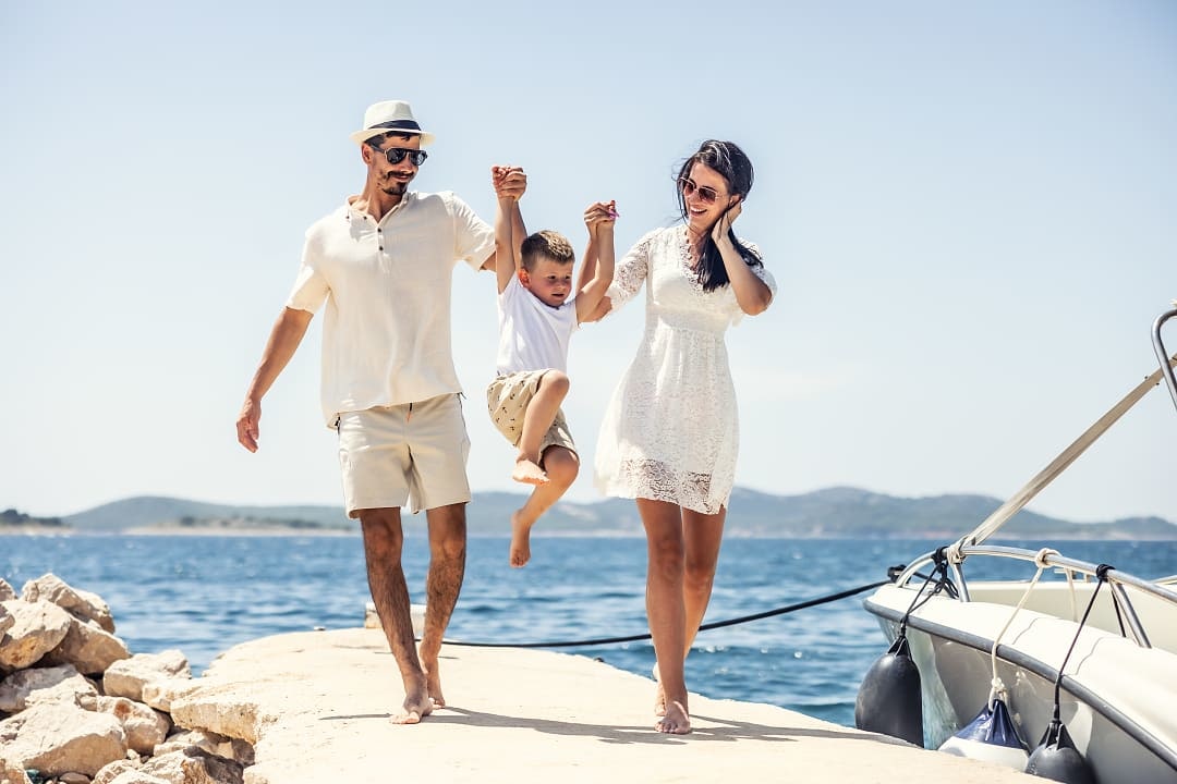 Family on vacation in Croatia.