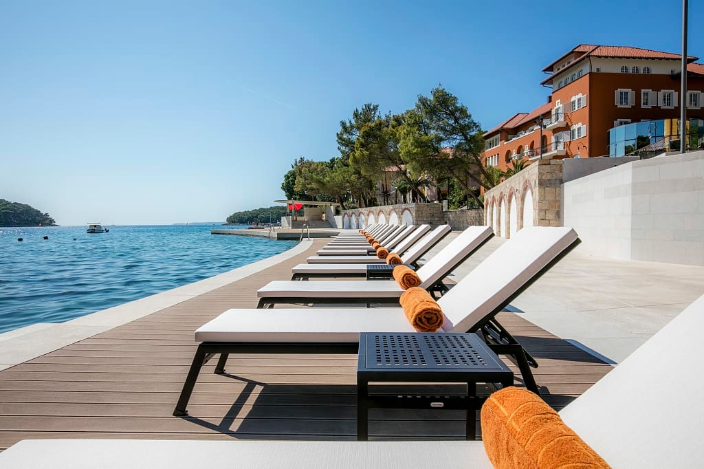 Beach deck at Boutique Hotel Alhambra on Losinj Island, Croatia