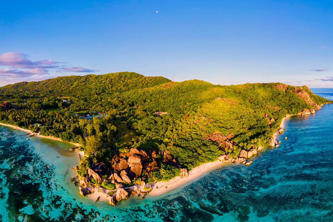 Panoramic view of La Digue Island, Seychelles