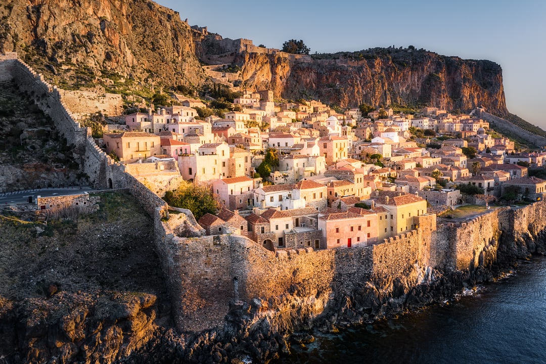 Aerial view of Monemvasia in laconia, Greece