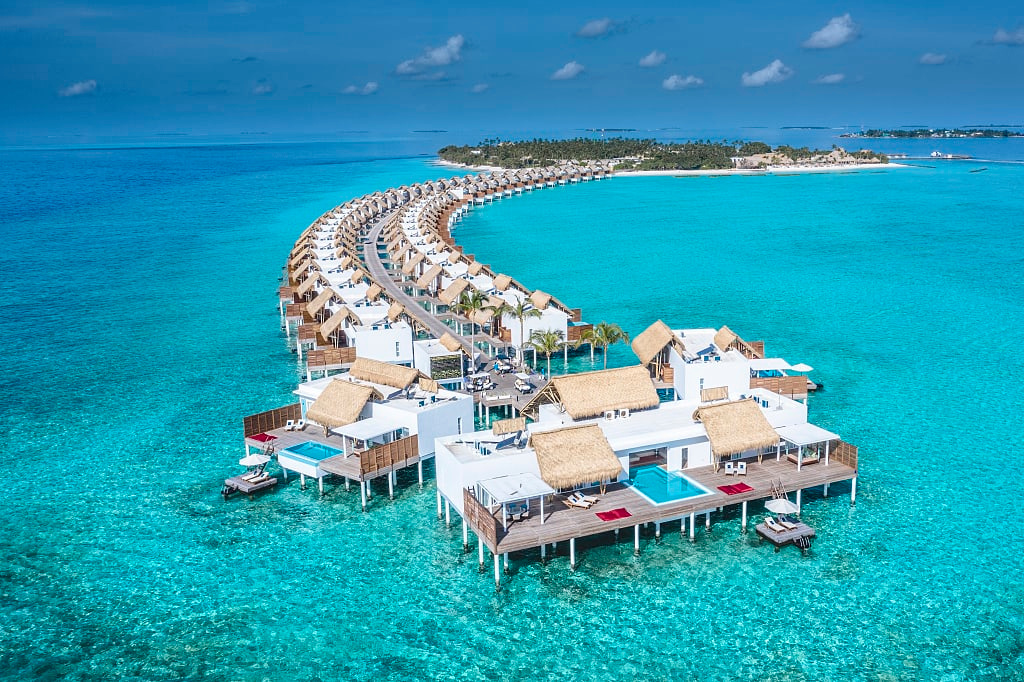 Luxury water villas with pools at Emerald Maldives Resort and Spa.  Photo courtesy of Emerald Maldives Resort & Spa