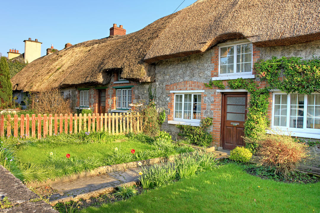 Traditional thatched cottages of   Adare in County Limerick, Ireland