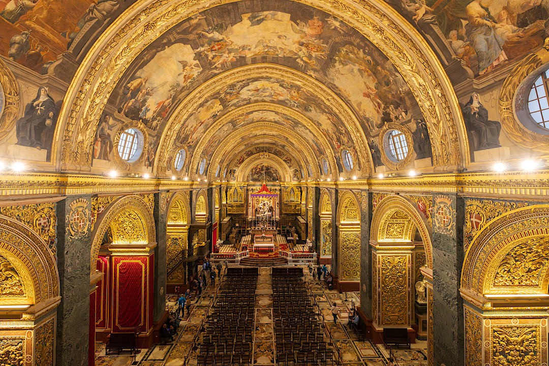 Interiors at the Villetta Cathedral, Malta.