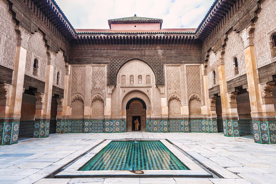 Madersa of Ben Yused main yard in Marrakech, Morocco