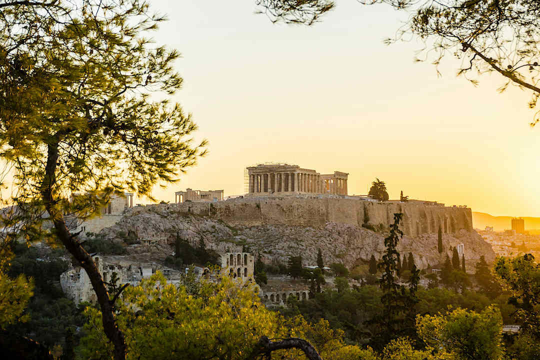 Parthenon at sunset, Athens.