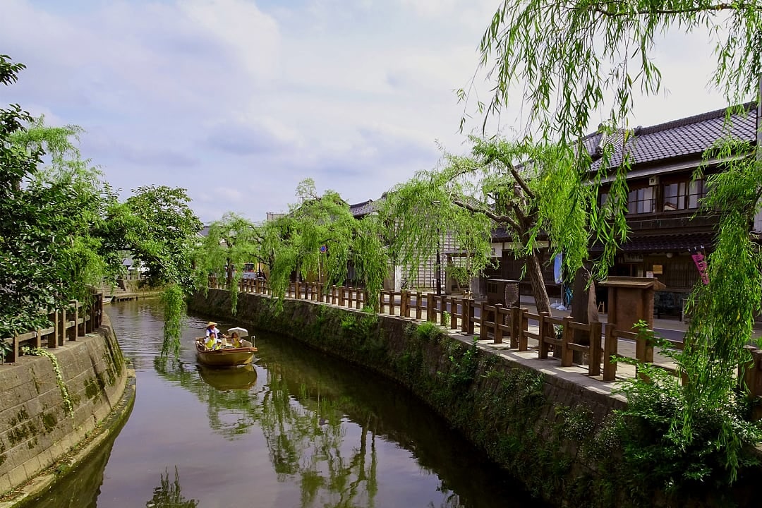 Boat in the canal at Sawara, Japan