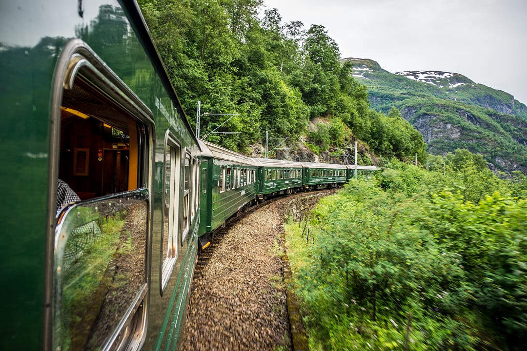 The Flåm Railway crossing through Norway.