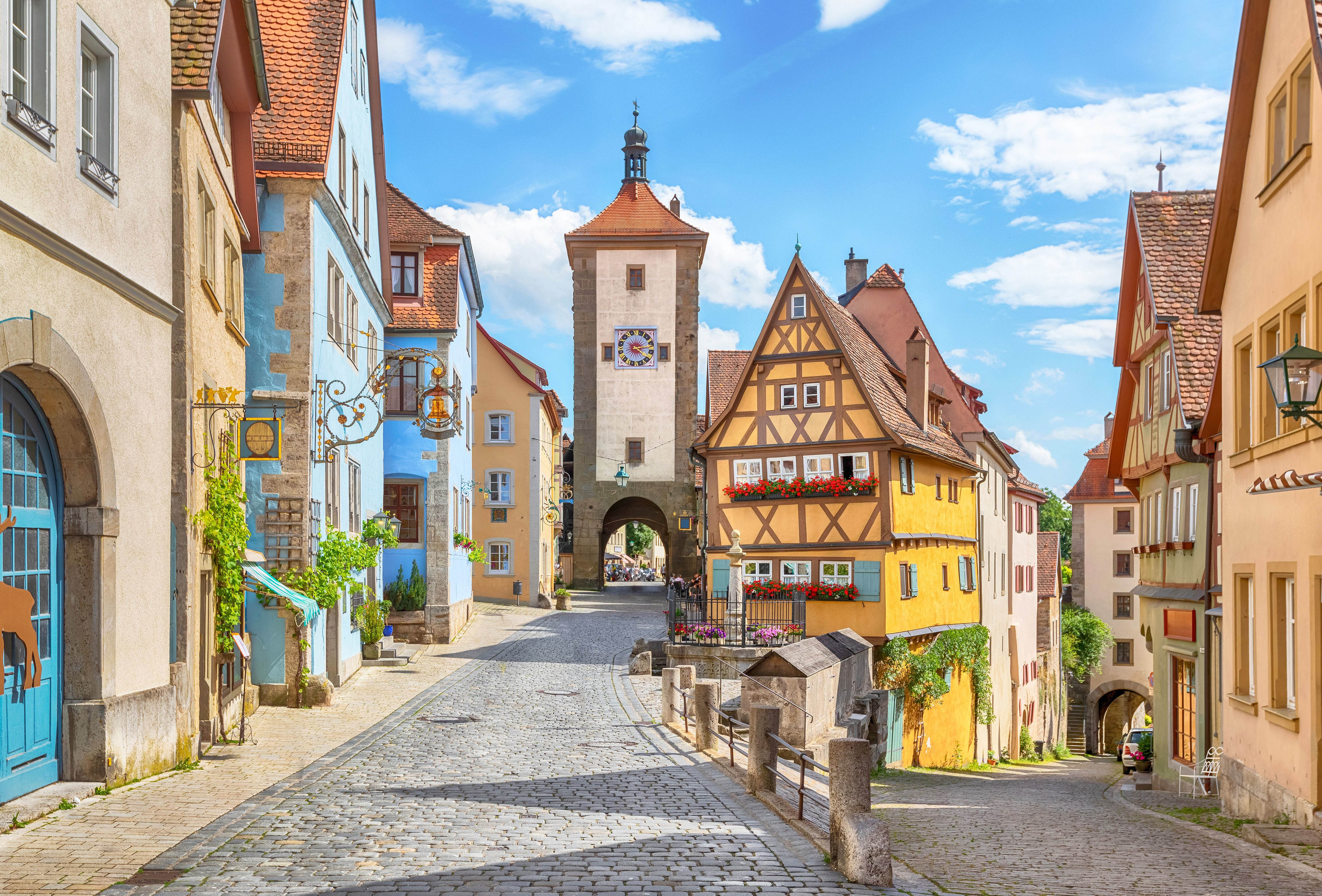 Medival town of Rothenburg ob der Tauber is a German town in northern Bavaria