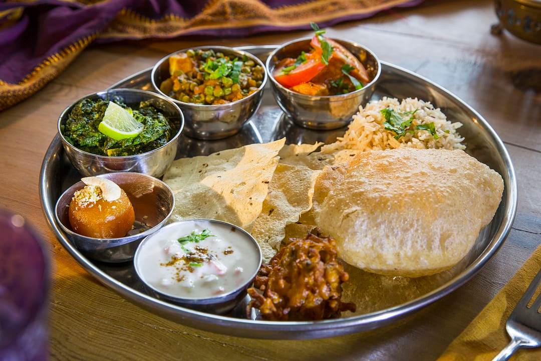Vegetarian thali meals in Tamil Nadu.