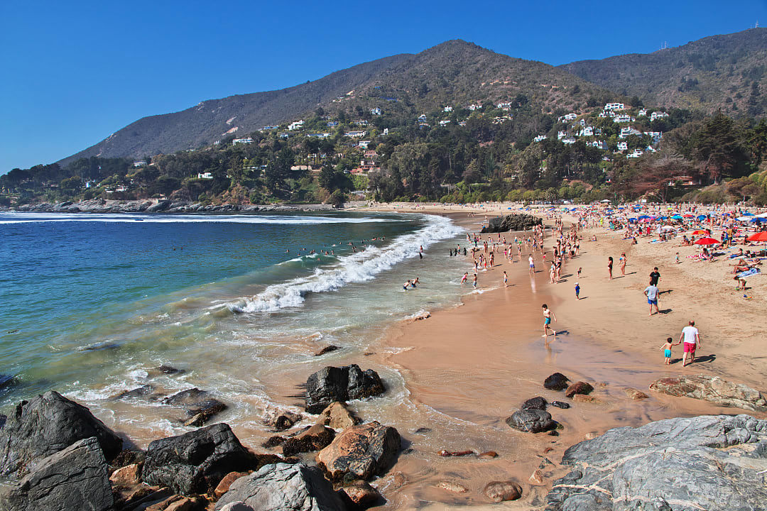 The beach in Zapallar village, Chile,