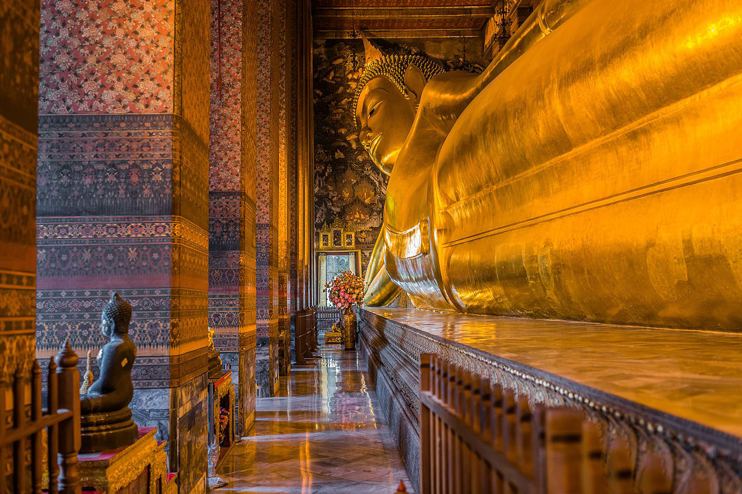 Wat Pho Temple interior in Bangkok, Thailand