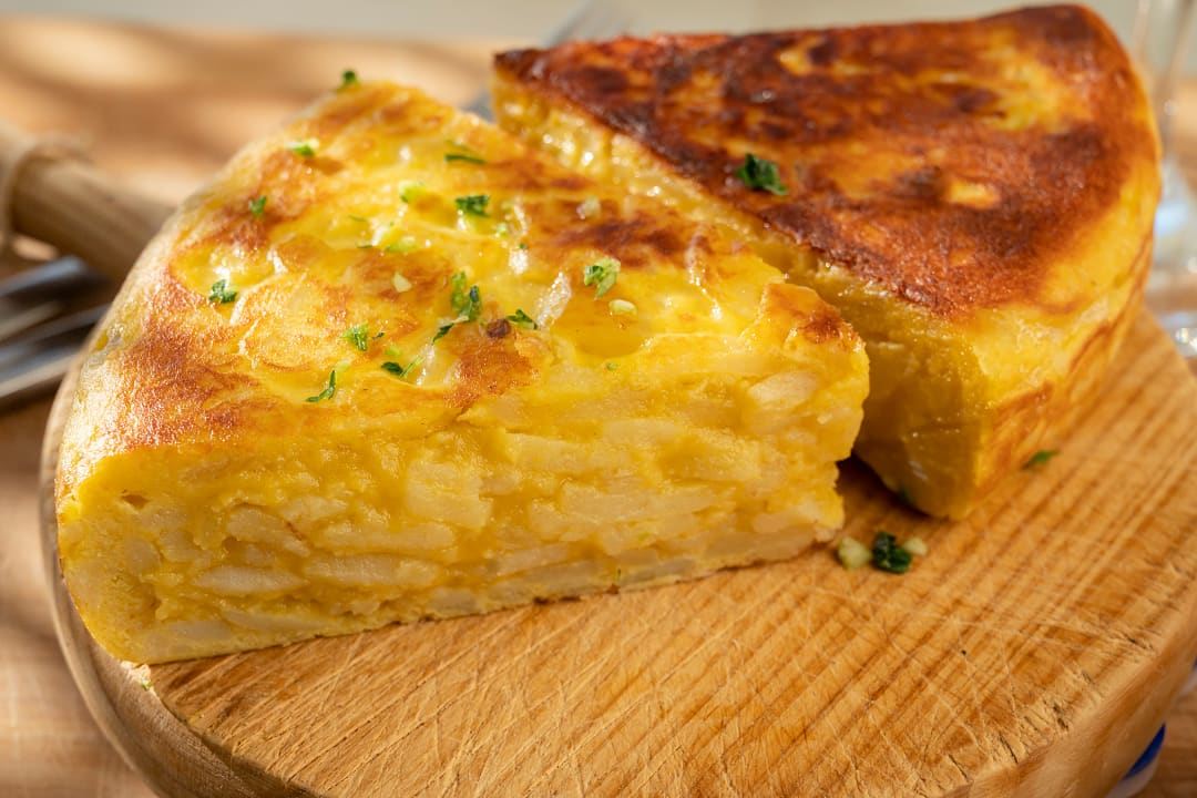 Tortilla de patatas dish served at a restaurant in San Sebastian, Spain