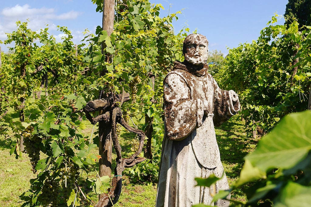 Statue at Torcello vineyards in Venice, Italy