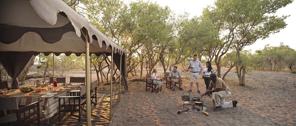 Brunch with andBeyond Savute Under Canvas mobile camp experience in Botswana